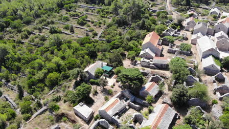 aerial drone shot of humac on the island of hvar, croatia