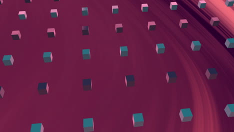 animation of rotating cubes on purple texture background