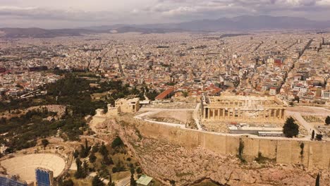 Drohnenaufnahmen-Der-Stadt-Und-Der-Akropolis-Von-Athen