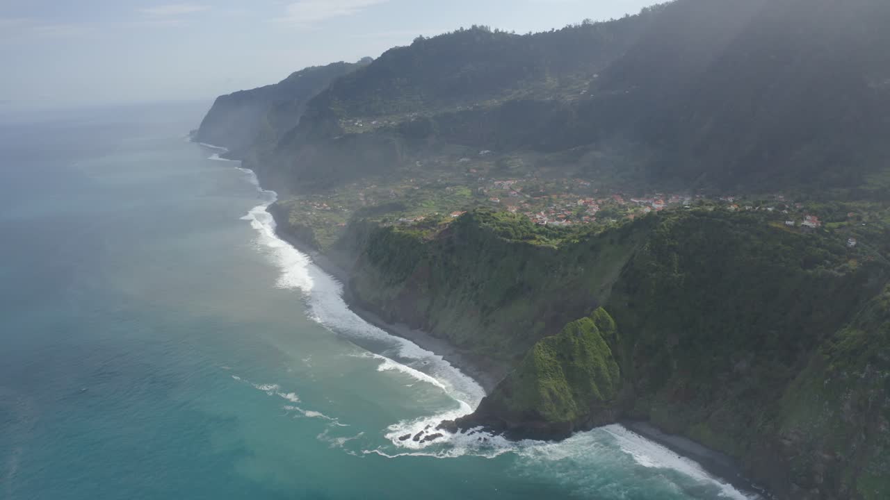 Drone shot of the coastline of Madeira