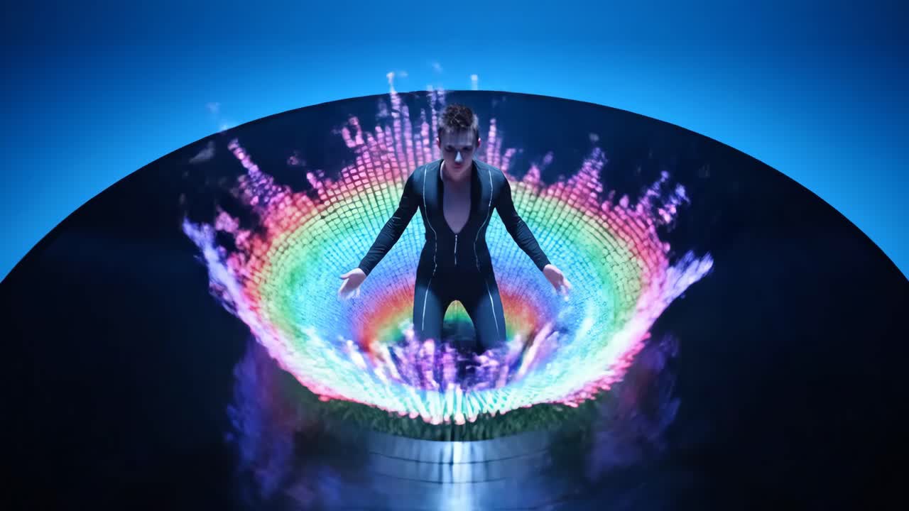 Man Performing on a Giant Record