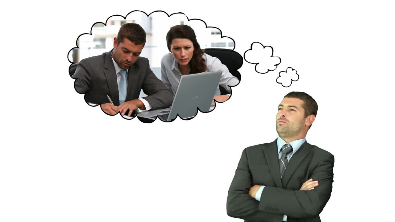 hombre de negocios pensativo imaginando