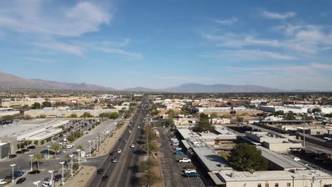 Traffic-and-cars-driving-through-major-road-in-Phoenix-Arizona-on-a-sunny-day