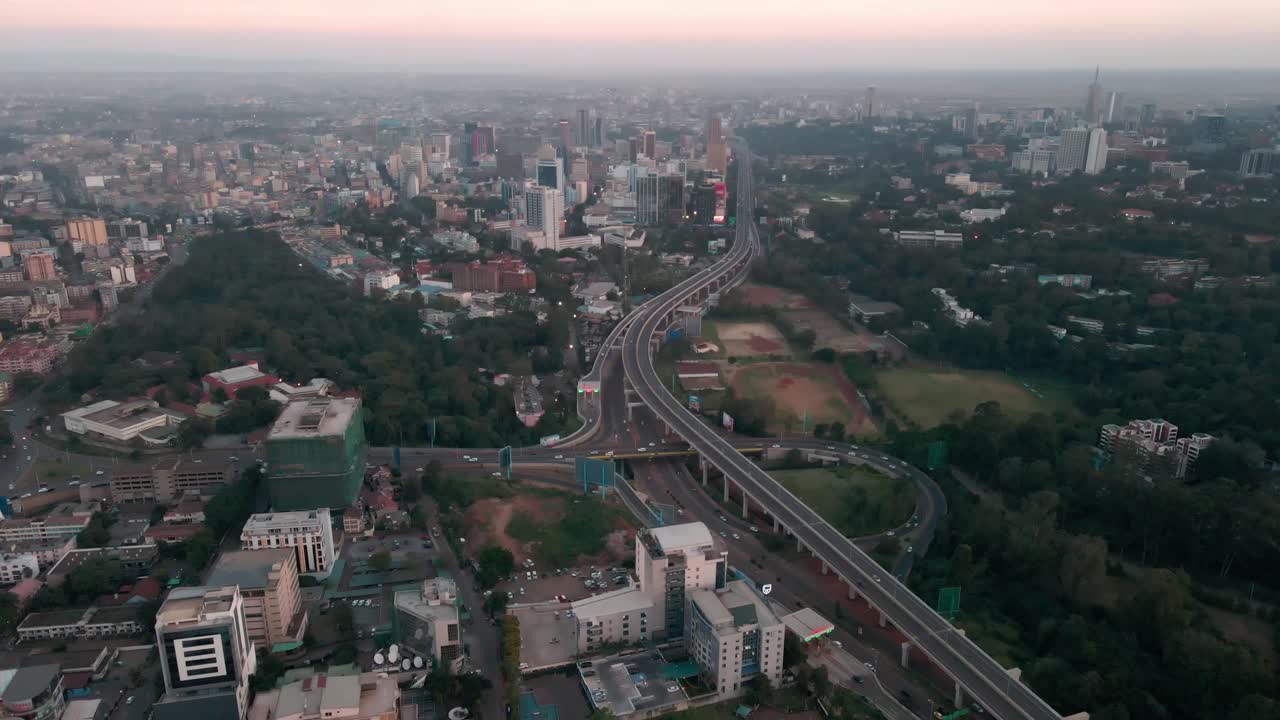Aerial view of nairobi expressway and city skyline