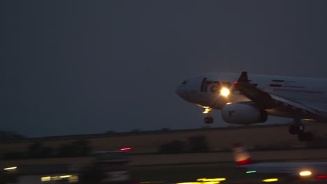 iran air airbus a330 landing at night