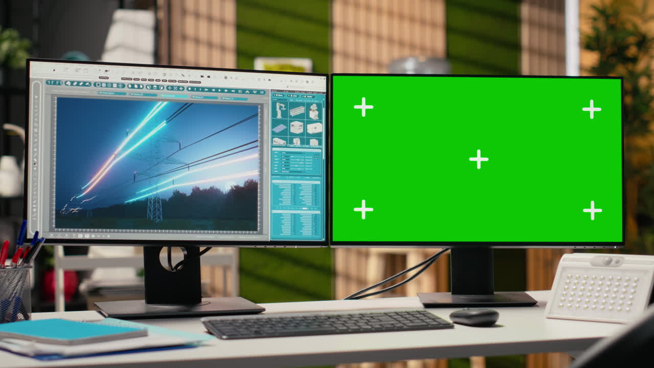 Digital Power Lines Analytics Dashboard On Isolated Screen Pc