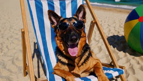 perro relajándose en la silla de playa