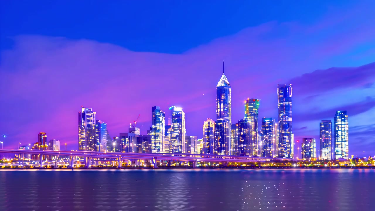 Time Lapse of Miami Skyline at Sunset