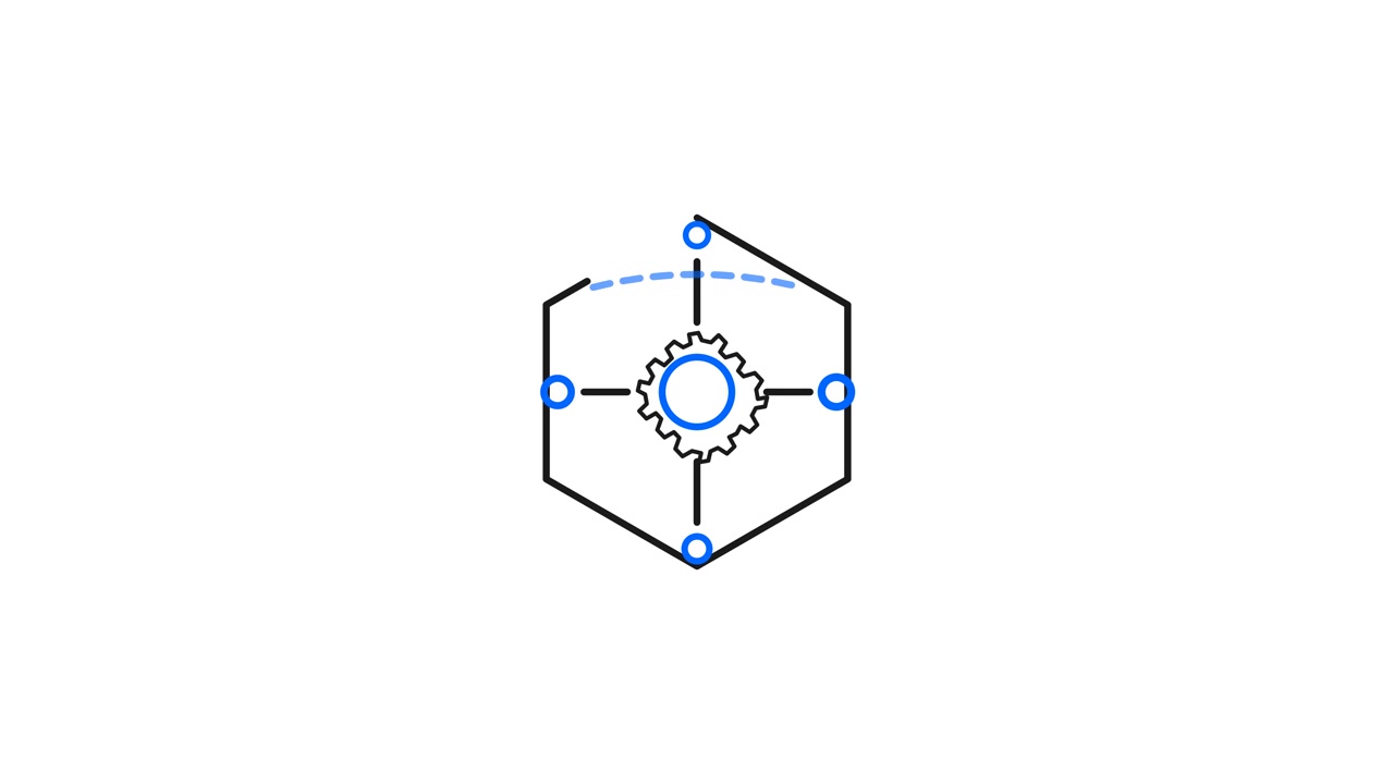 Animated Gear Icon Drawing a Hexagon Shape