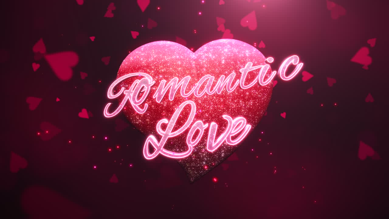 발렌타인 데이 8에 낭만적 인 사랑 텍스트와 모션 낭만적 인 마음