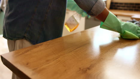 woman cleaning kitchen countertop