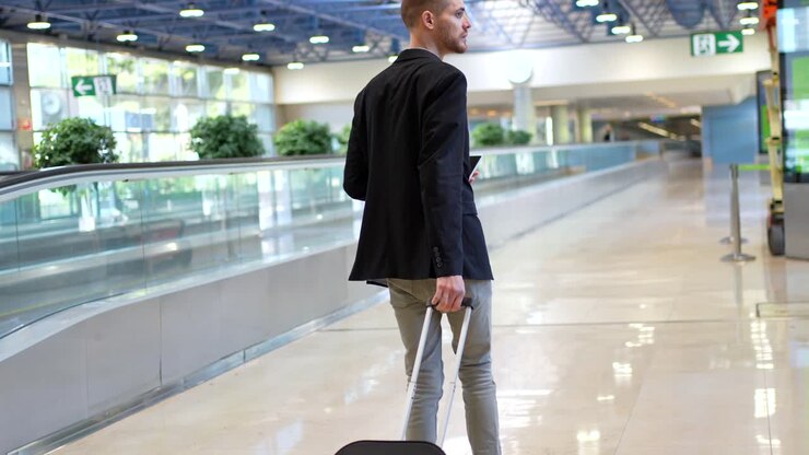 Man with Suitcase at Airport