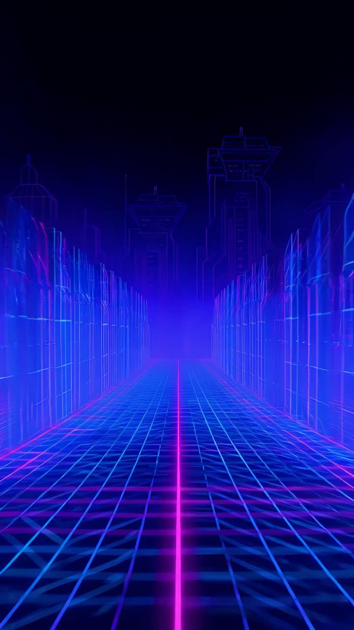 Retro-futuristico Sci-Fi Retrowave Griglia Neon 4K