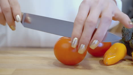 woman cutting vegetables