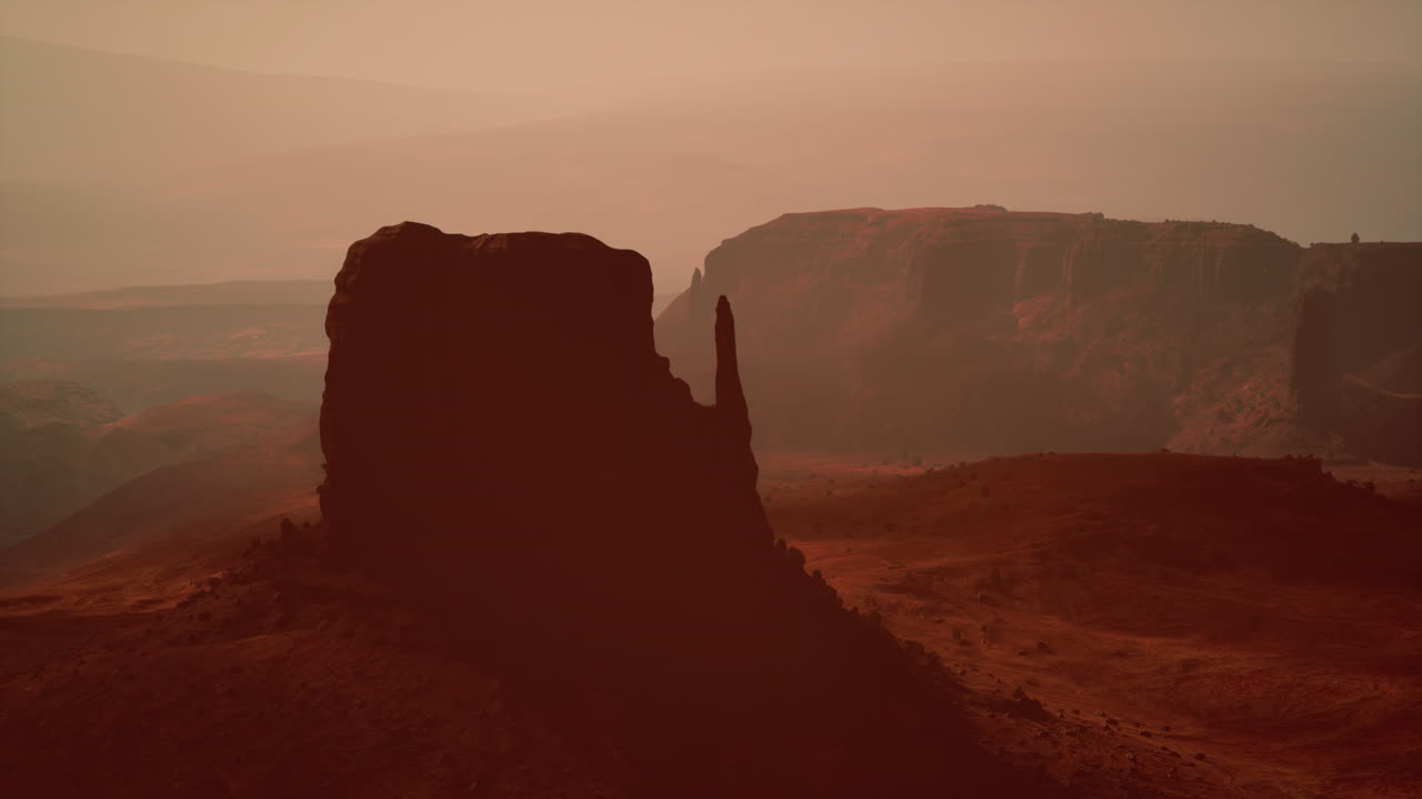 A dramatic view of a rock formation in the desert