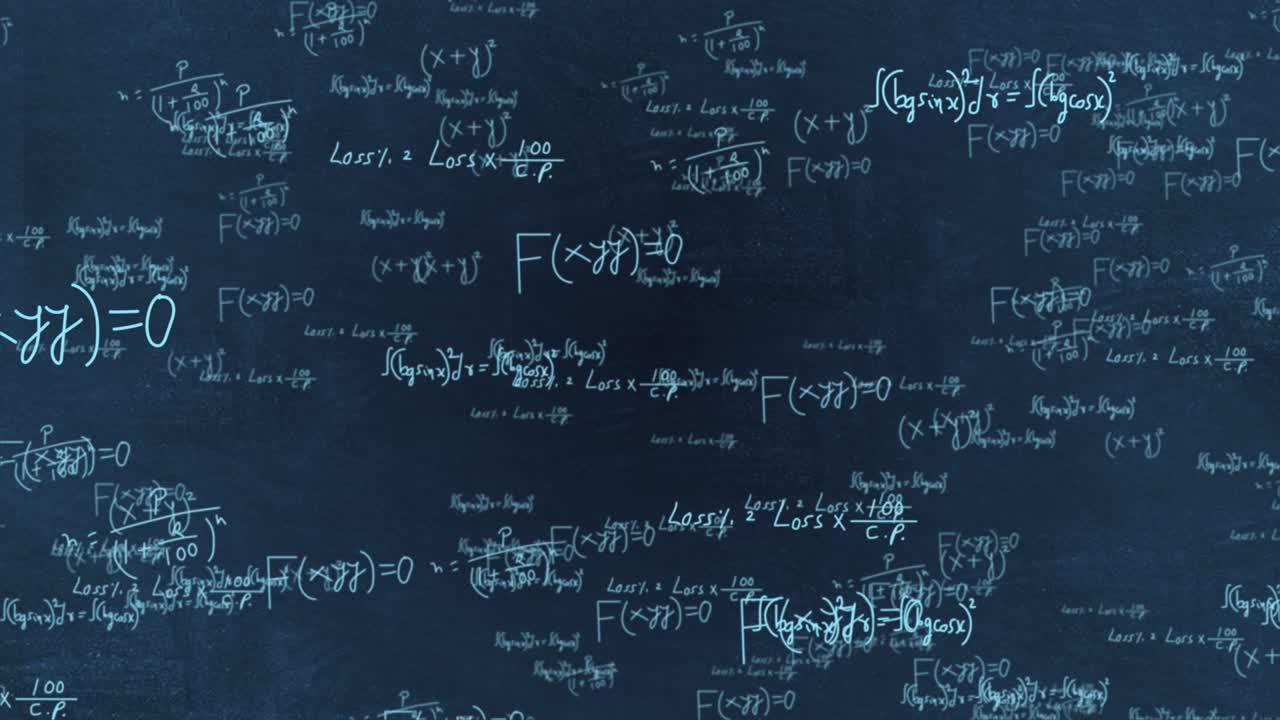 4k 3d figuras geométricas matemáticas, parcelas y ecuaciones de animación de bucle volador.