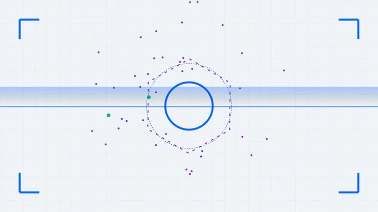 Abstract Digital Interface with Scanning Line and Floating Particles