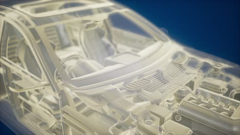 holographic animation of 3d wireframe car model