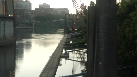 the cumberland river along riverfront park in nashville