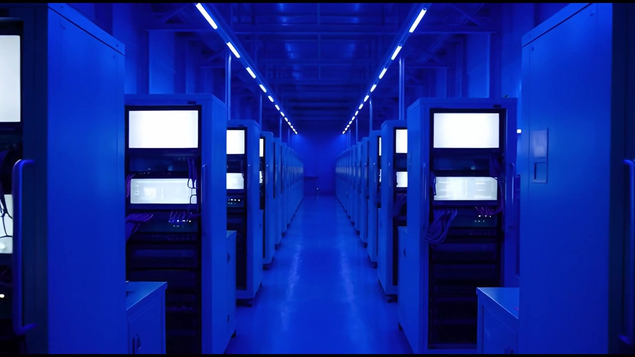 Rows of Server Racks in a Modern Data Center