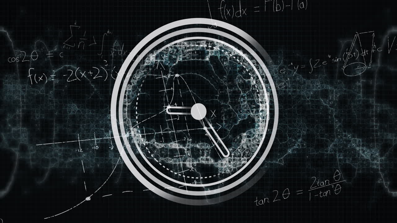 animación de un reloj moviéndose sobre ondas en fondo negro