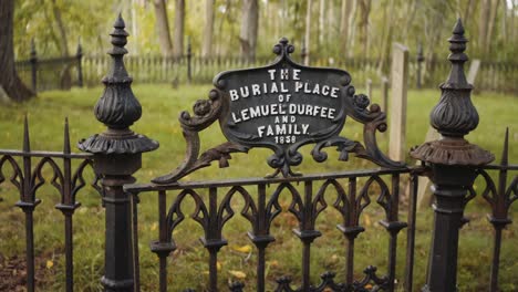 pan shot final resting place of lemuel durfee senior and family in the 1800s in early palmyra