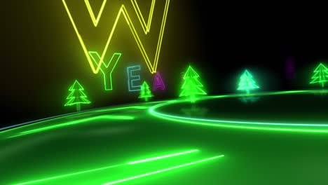 happy new year. typography design neon light sign background.