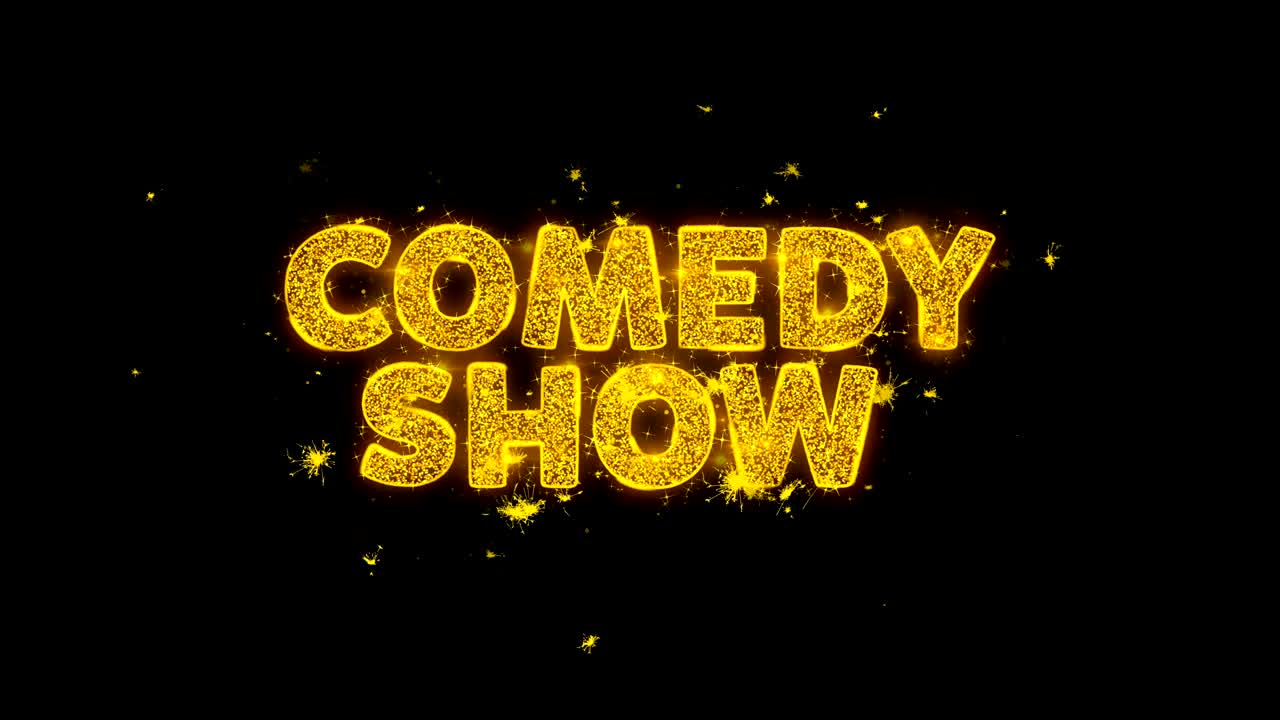 밤의 코미디 텍스트는 검은 바탕에 입자를 불꽃으로 만니다.