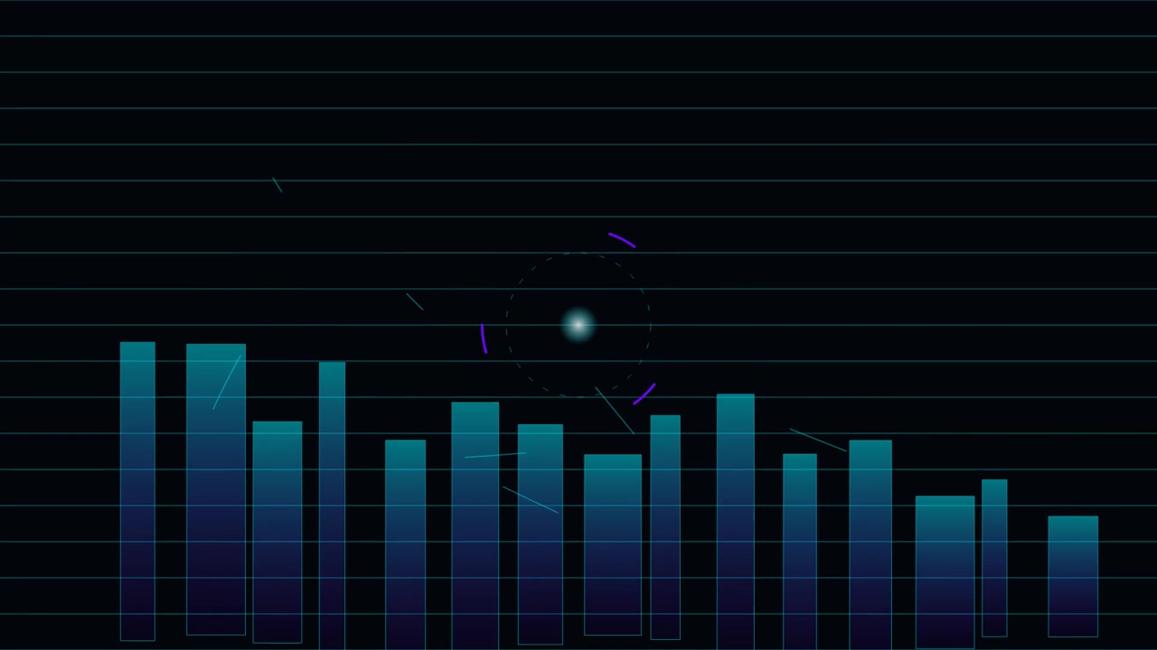 Abstract Digital Audio Visualizer with Glowing Particles and Bars