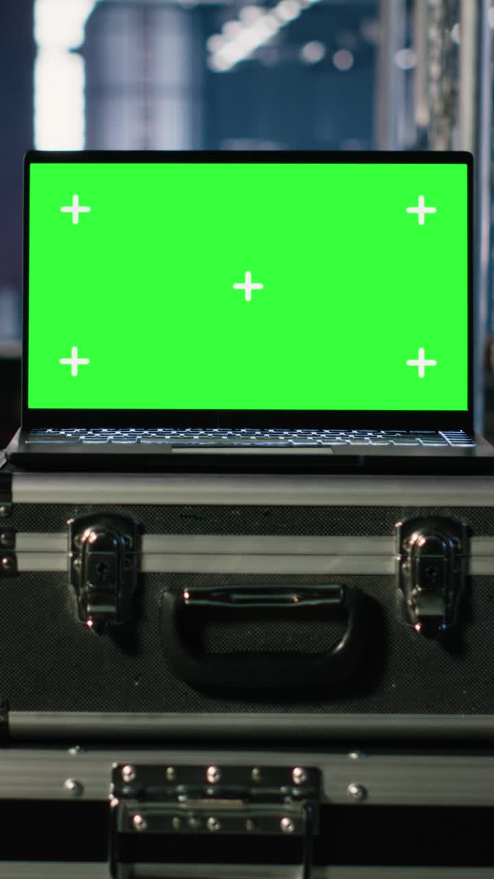 Vertical Video Isolated screen in empty engineering facility with industrial design