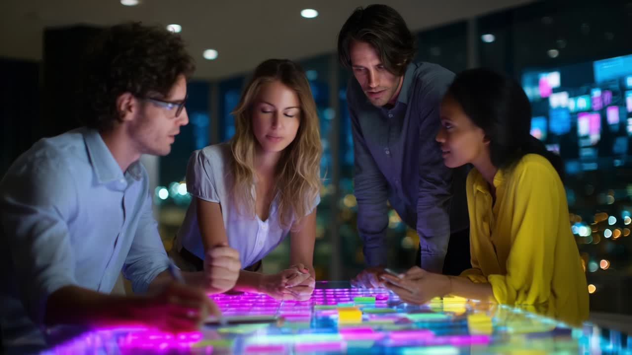 Business Team Collaboration on Interactive Technology