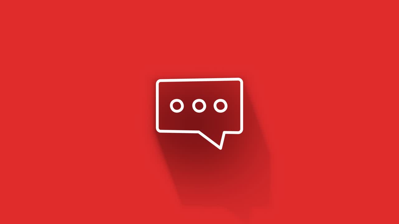 diseño de icono de sombra larga aislado en fondo rojo. contorno de icono web. gráficos en movimiento.