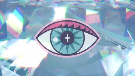 Animation-Des-Augensymbols-über-Leuchtenden-Kristallen