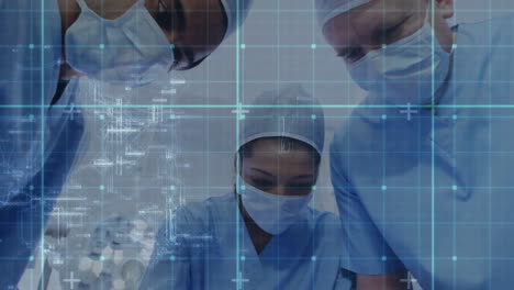 animation of data processing over diverse surgeons in hospital