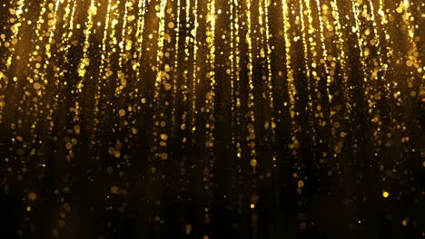 achtergrond met vallende gouden glitterdeeltjes. regen van gouden confetti met magisch licht, glamour. prachtige geanimeerde kerst achtergrond. naadloze lus