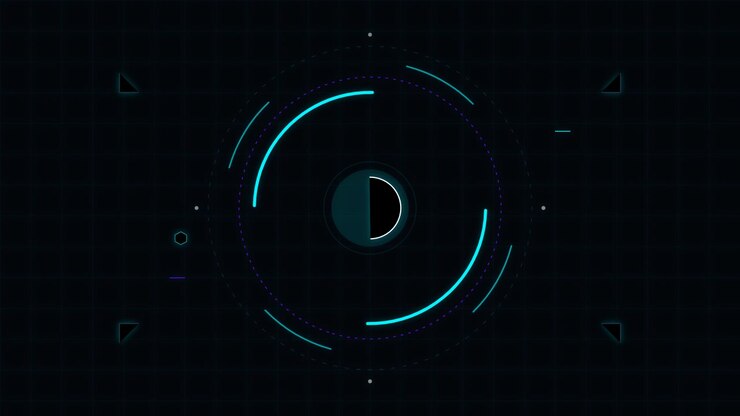 Futuristic Digital HUD Interface with Rotating Circular Loading Element