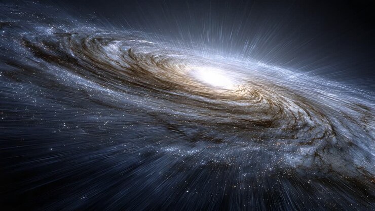A Stunning Cosmic Spiral: Exploring the Majestic Beauty and Immense Scale of a Galaxy in the Depths of the Universe Through Expanding Light and Stars