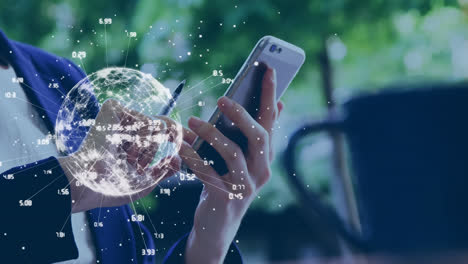 animation of globe over hands using smartphone