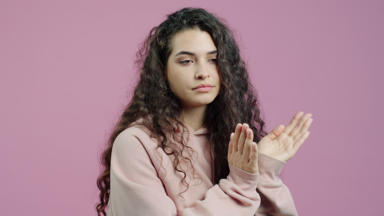 Woman in Pink Hoodie, Various Expressions