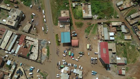 aerial view over the loitokitok open air market, in kenya - top down, drone shot