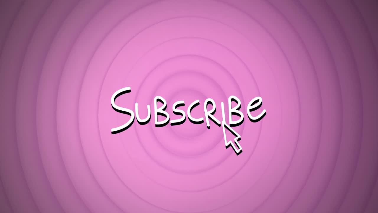 animación del texto de suscripción sobre círculos rosados con fondo pulsante