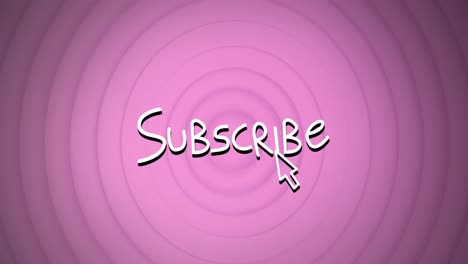 animation of subscribe text over pink circles pulsating background