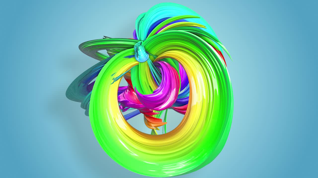 fantásticas y hermosas cintas de color arco iris retorcidas y dobladas, colorido fondo creativo con animación suave y suave de líneas y gradientes de color en 4k.