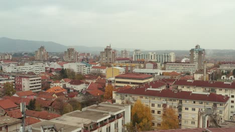 the wonderful skyview in kraljevo city serbia surrounded with high buildings - aerial shot