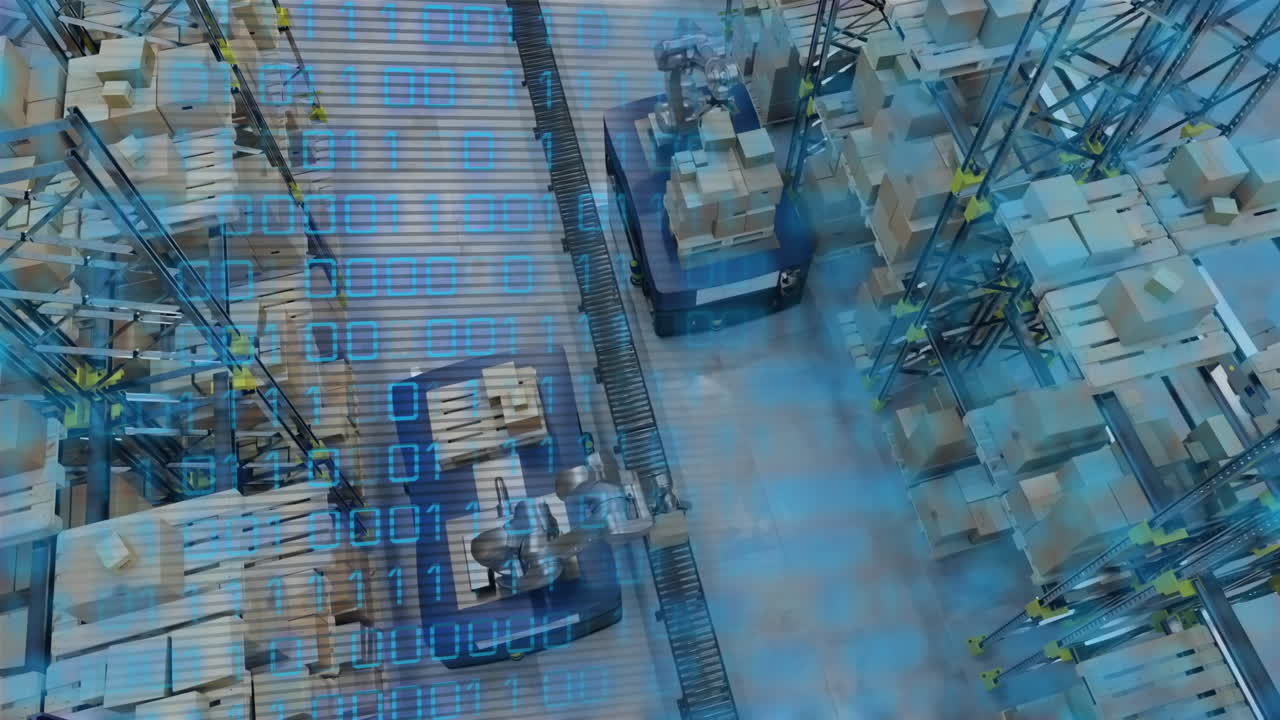 animación del procesamiento de datos sobre el almacén