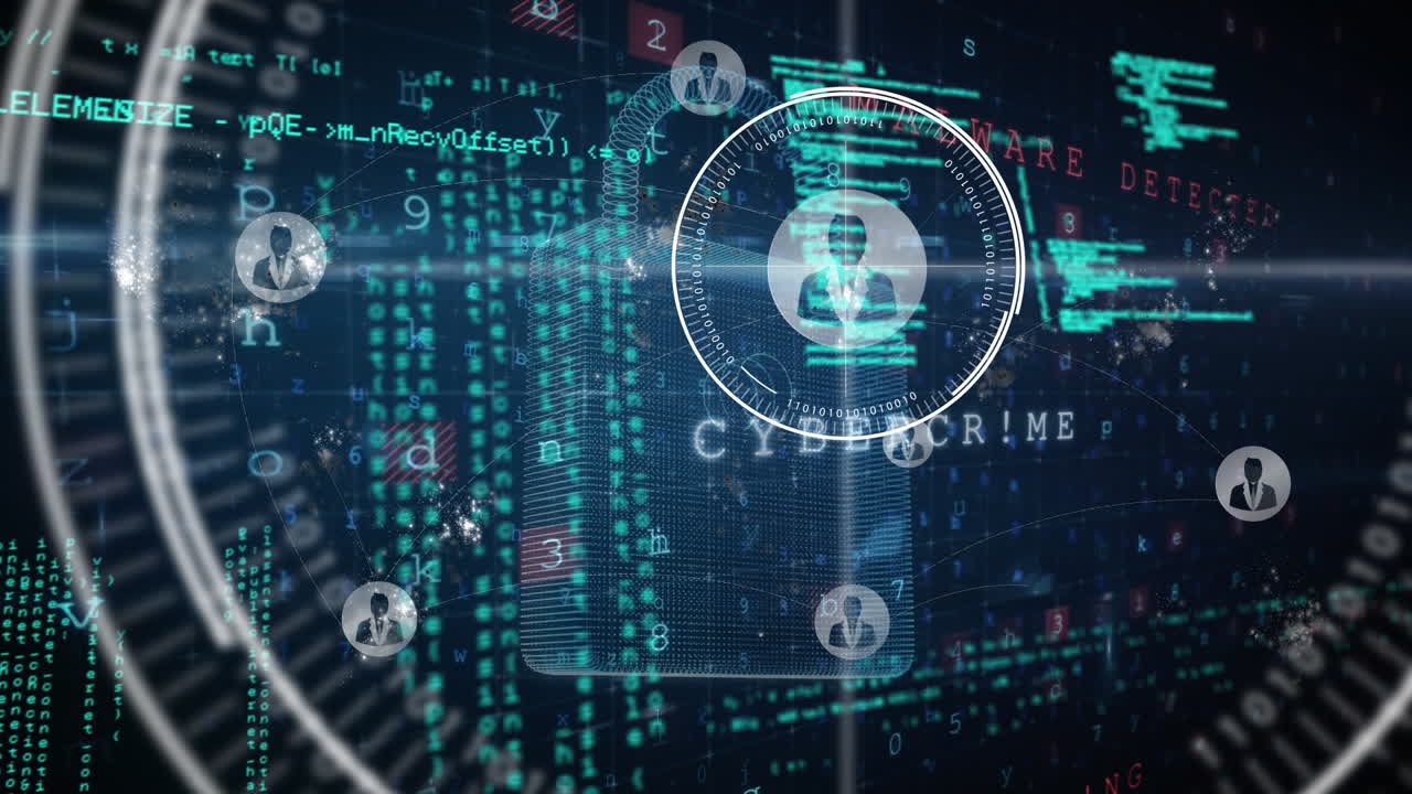 Animation of scope scanning over data processing on black backgorund