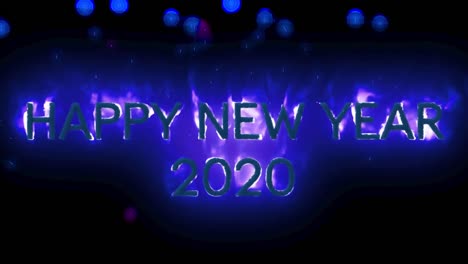 happy new year text 2020 appearing on purple fire