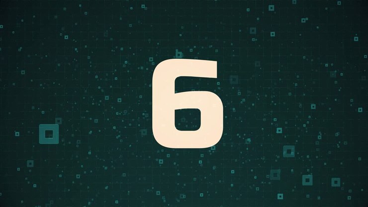 Countdown from Ten to Nine, Tech Concept, Gird and Geometric Shapes Green Color
