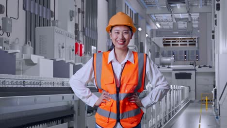 ingeniera en una fábrica moderna