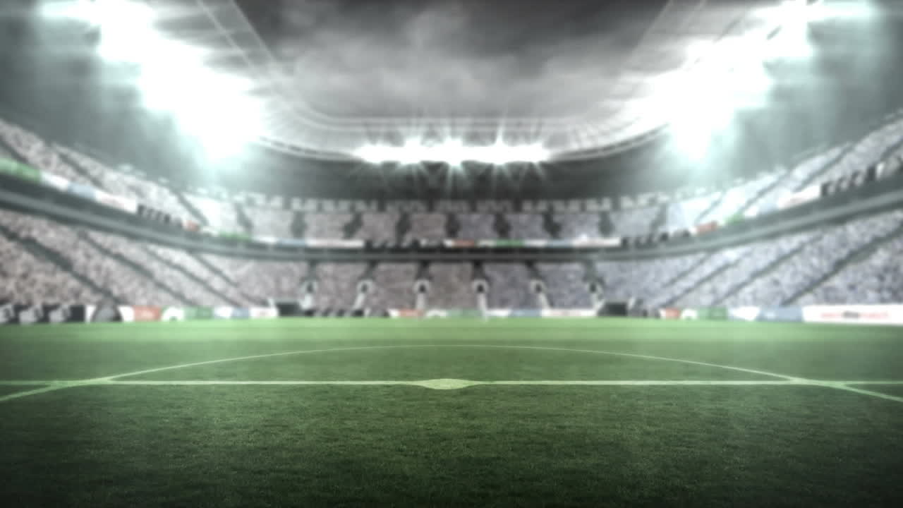 Animazione di strato infuocato su luci lampeggianti in uno stadio sportivo